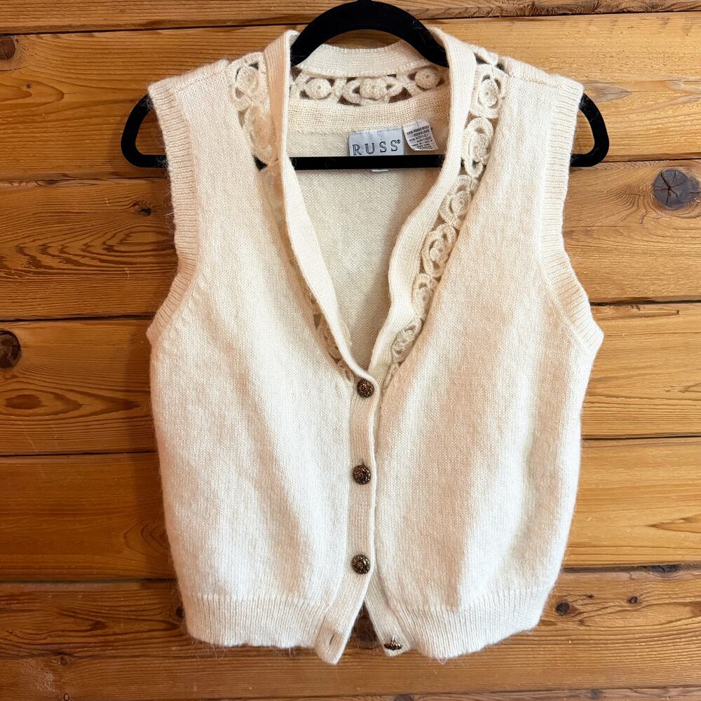 Russ Vintage Cream-Colored Knit Sweater Vest